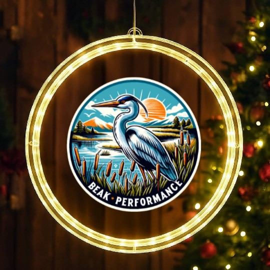 Great Blue Heron Beak Performance Retro LED Christmas Window Lights