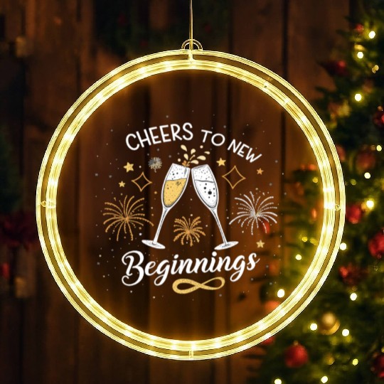 Cheers To New Beginings - Festive New Year's Eve LED Christmas Window Lights