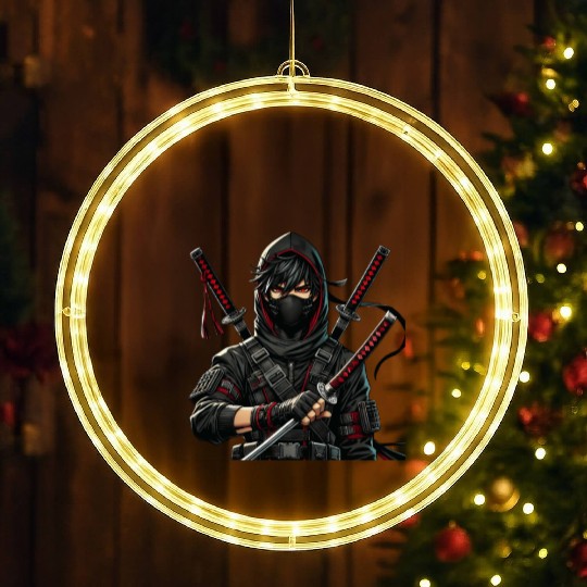 Stealth Assassin with Dual Katana LED Christmas Window Lights