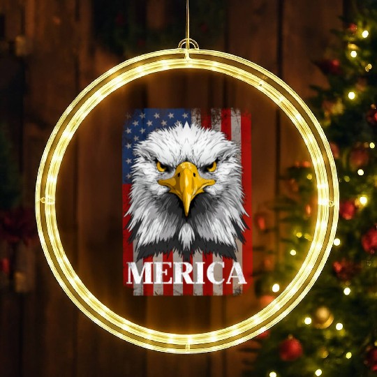 American Flag Patriotic Eagle 4th of July Merica LED Christmas Window Lights