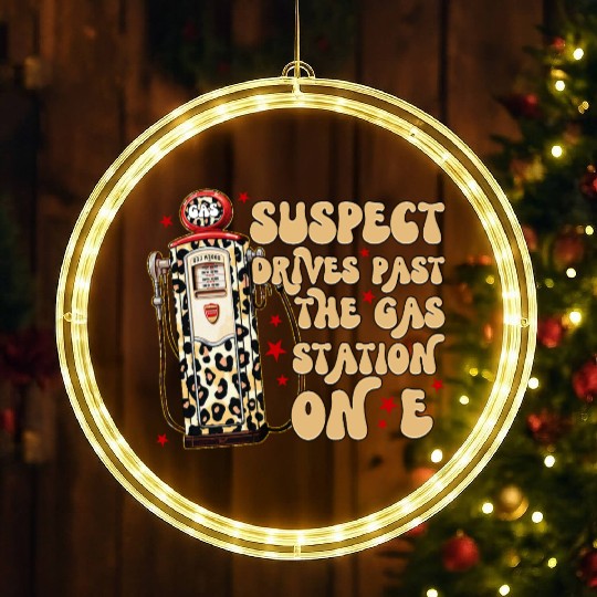 Funny Gas Station Leopard Print Design LED Christmas Window Lights