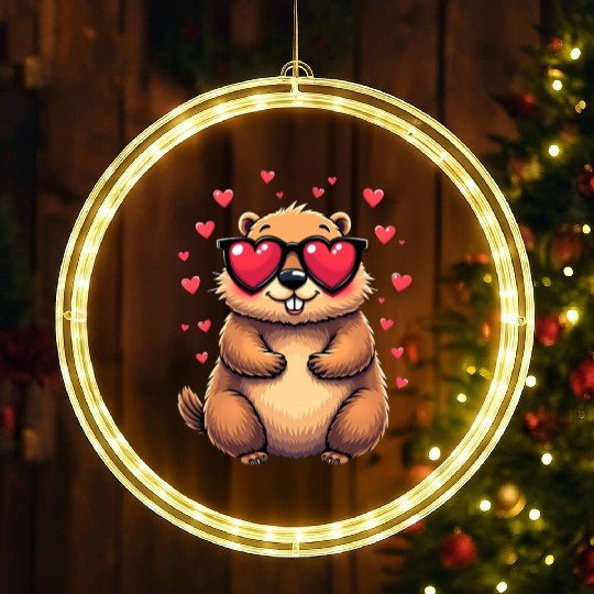 Groundhog Valentines day Animal Lovers LED Christmas Window Lights