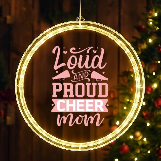 Loud And Proud Cheer Mom Heart Cheerleader Sports LED Christmas Window Lights