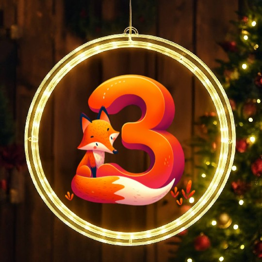 Creative Fox and Number 3 Kids Design LED Christmas Window Lights
