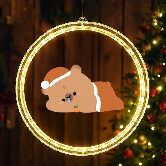 Tired Capybara LED Christmas Window Lights