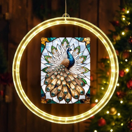 Stained Glass Peacock LED Christmas Window Lights
