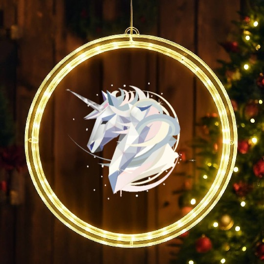 Magical geometric unicorn in pastel colors LED Christmas Window Lights