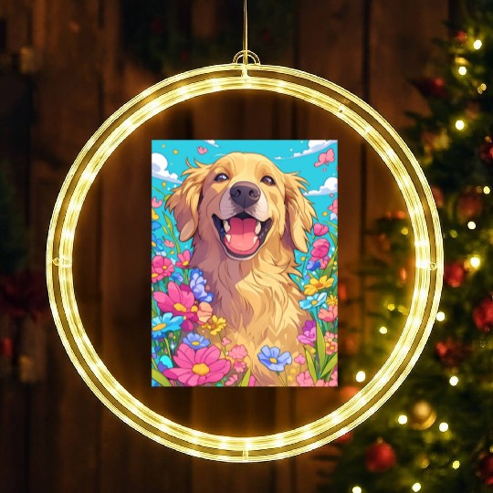 Super cute Golden Retriever LED Christmas Window Lights