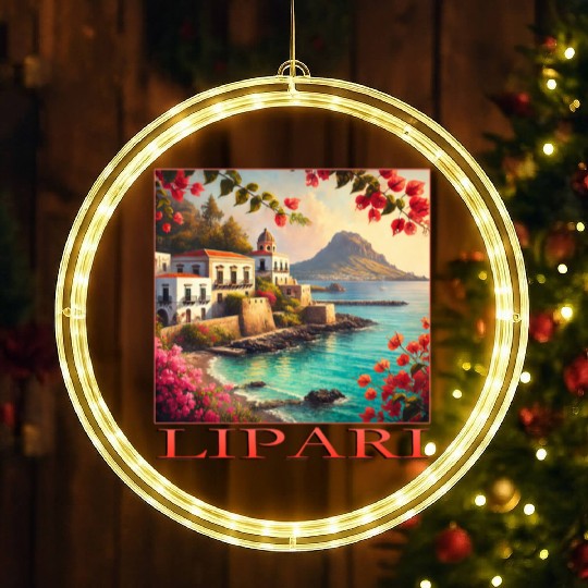 Lipari Volcano Mediterranean Terracotta Vacation LED Christmas Window Lights