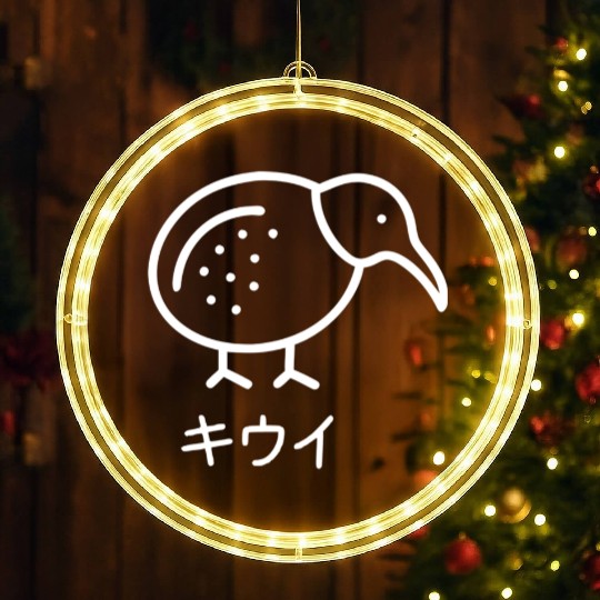 Minimalist Kiwi Bird (white outline) LED Christmas Window Lights