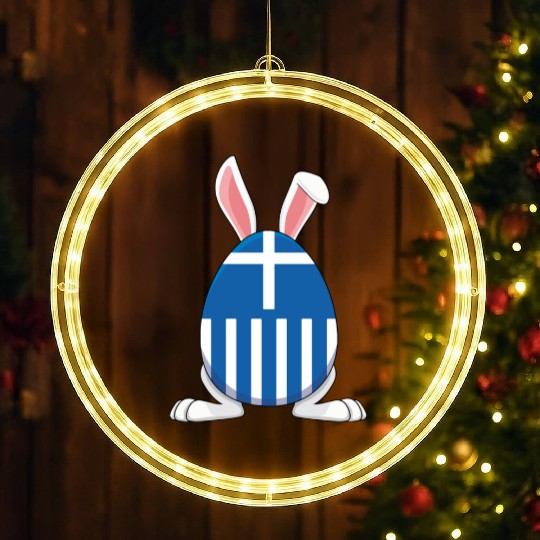Rabbit Bunny Greece Flag Greek Flag LED Christmas Window Lights