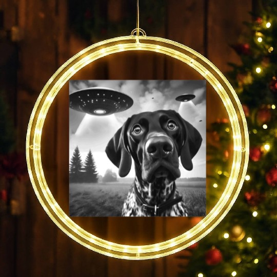 German Shorthaired Pointer Funny Sci-fi Graphic Se LED Christmas Window Lights