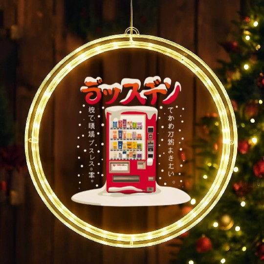 Japanese Retro Vintage Vending Machine in the Snow LED Christmas Window Lights