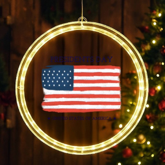 US flag.Presidents Day LED Christmas Window Lights
