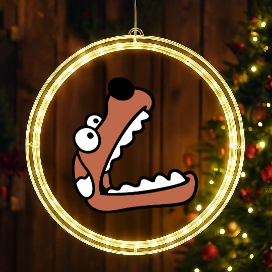 Dog Big Mouth Snout Hunger Looks Up Greedy Eating LED Christmas Window Lights