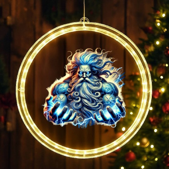 The Greek God Zeus with Lightning LED Christmas Window Lights