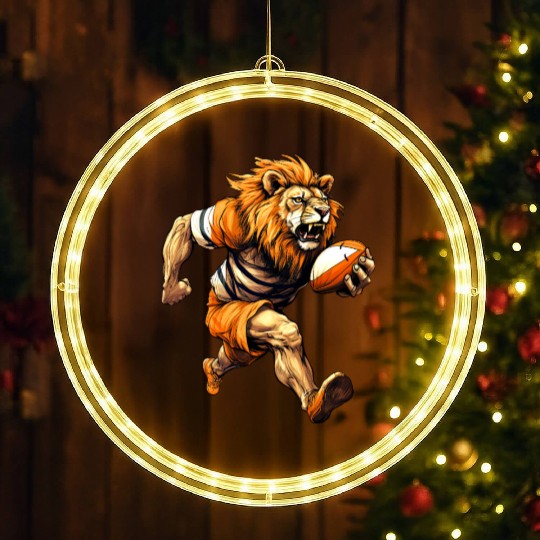 Lion rugby player LED Christmas Window Lights