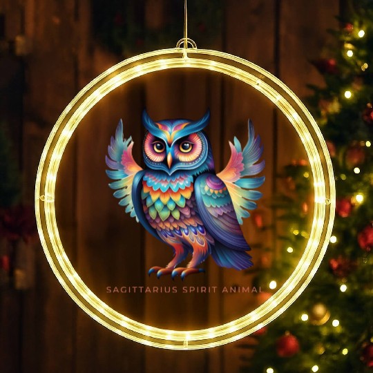 Sagittarius Spirit Animal Owl Alebrije Male LED Christmas Window Lights