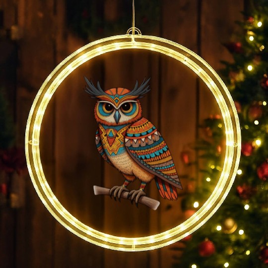 aztec owl funny owl design for bird lovers LED Christmas Window Lights
