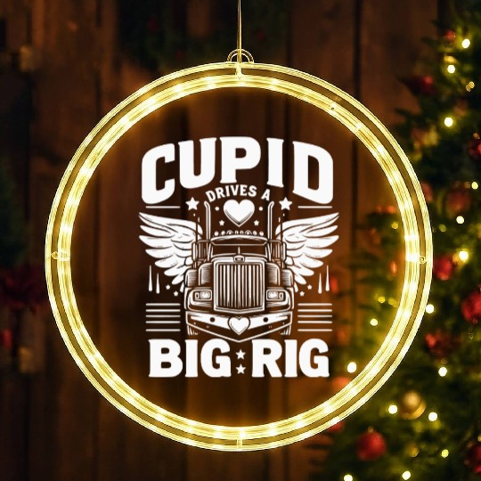 Cupid Drives a Big Rig LED Christmas Window Lights