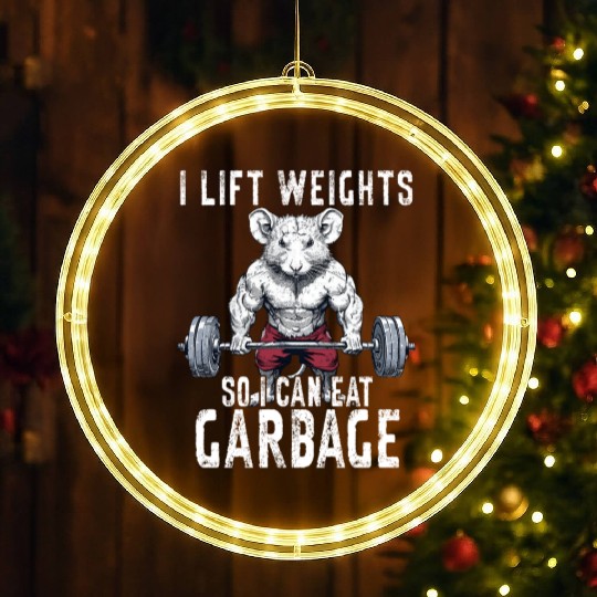 Opossum Weightlifting Workout Gym Gift LED Christmas Window Lights