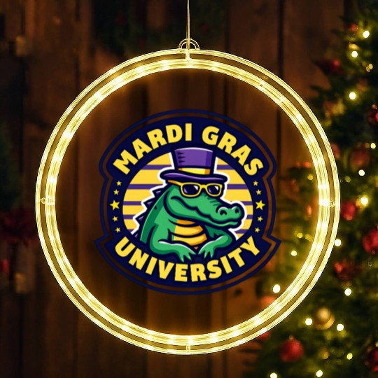 Mardi Gras University Alligator Men's Mardi Gras LED Christmas Window Lights