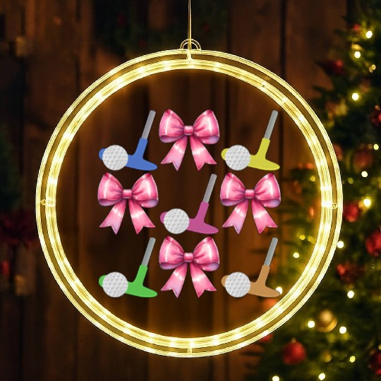 Coquette Bow Mini Golf Golfer Mothers Day LED Christmas Window Lights