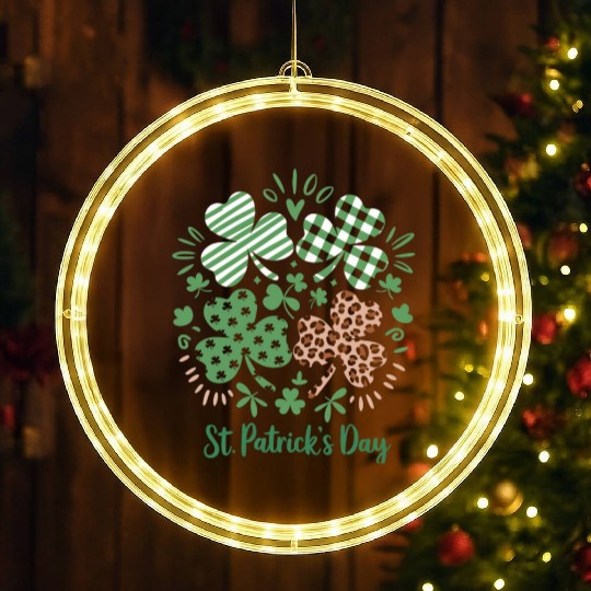 Plaid Leopard Print Shamrock St. Patrick's Day LED Christmas Window Lights