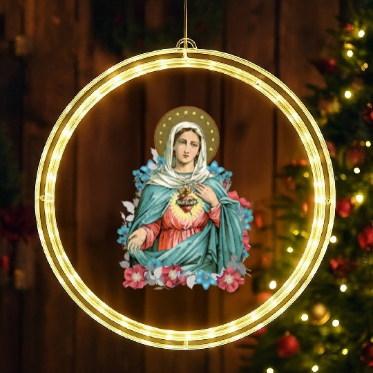 Immaculate Heart of Mary Blessed Mother Catholic LED Christmas Window Lights