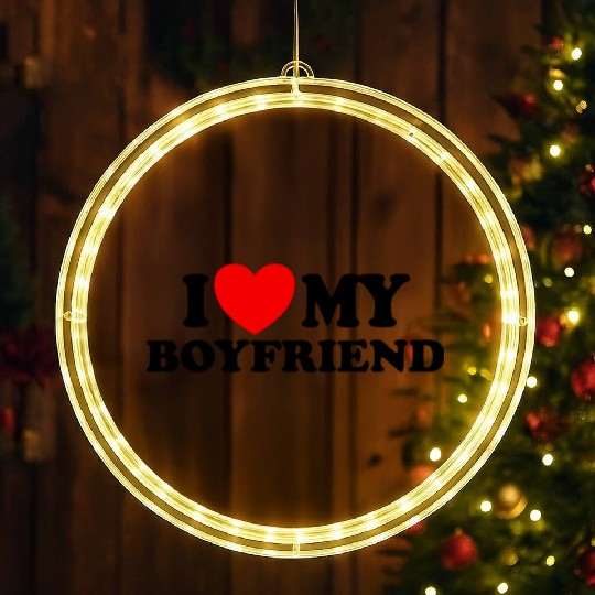 I Love My Boyfriend Matching Couple My Boyfrienmad LED Christmas Window Lights