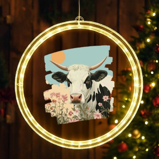 Cow Farmer LED Christmas Window Lights