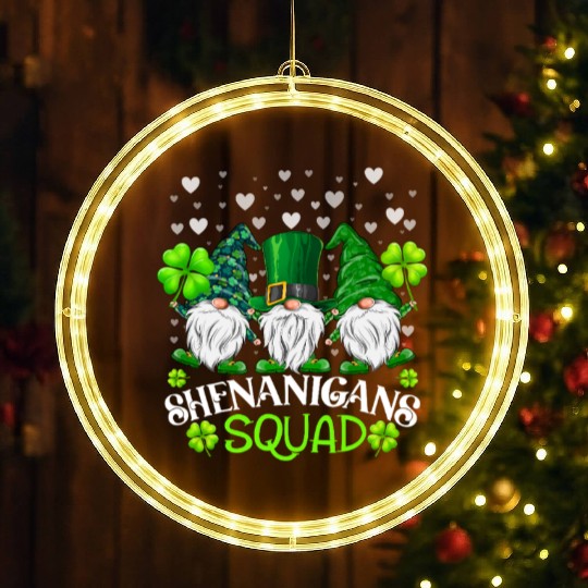 Shenanigans Squad St Patricks Day Gnomes Irish LED Christmas Window Lights