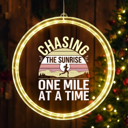 Sunrise Runner Early Morning Fitness Dawn Running LED Christmas Window Lights