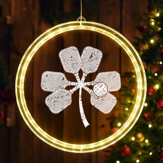 Pickleball Lucky St Patricks Day Shamrock Irish LED Christmas Window Lights