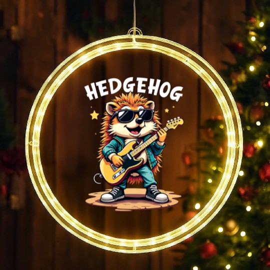 Hedgehog Musician Rock N Roll Guitar Player LED Christmas Window Lights
