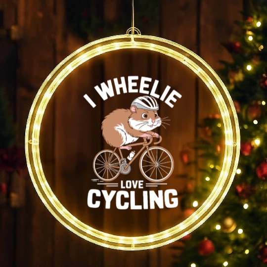 I Wheelie Love Cycling Hamster Fun LED Christmas Window Lights
