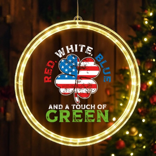 Red White Blue and a Touch of Green Irish USA LED Christmas Window Lights