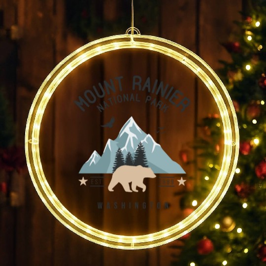 Mount Rainier National Park Est. 1889 Washington LED Christmas Window Lights