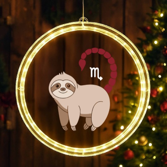 Scorpio Zodiac Sloth with Scorpio Sign Tail LED Christmas Window Lights
