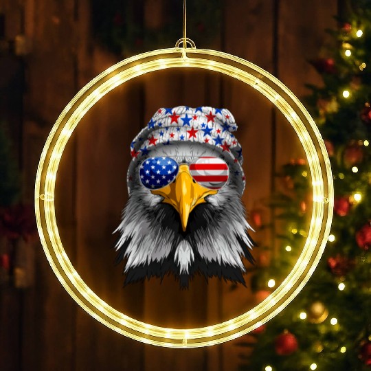 American Flag Patriotic Eagle 4th of July LED Christmas Window Lights