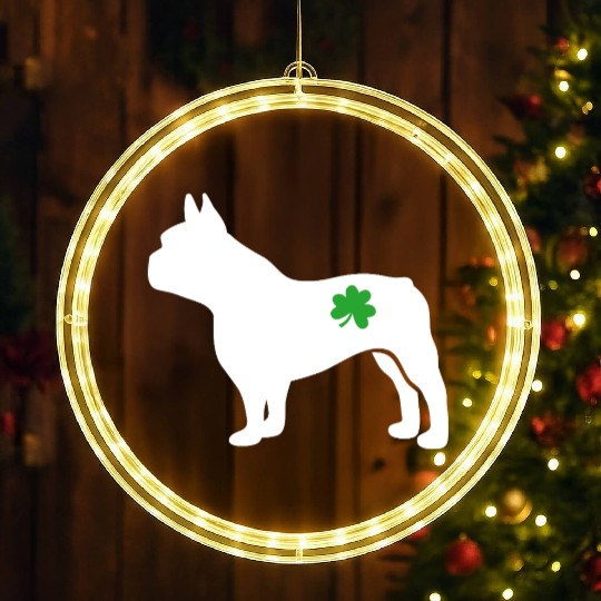 French Bulldog Shamrock Funny St Patrick’s Day Dog LED Christmas Window Lights