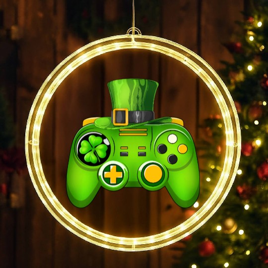 Video Game Controller Irish Gamer St Patricks Day LED Christmas Window Lights