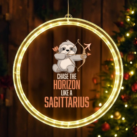 Chase The Horizon Like A Sagittarius Zodiac Sloth LED Christmas Window Lights