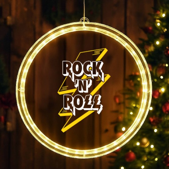 Rock'N'Roll Sign With Lightning Bolt LED Christmas Window Lights