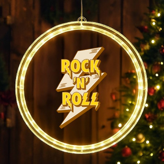 Rock'N'Roll Sign With Lightning Bolt LED Christmas Window Lights