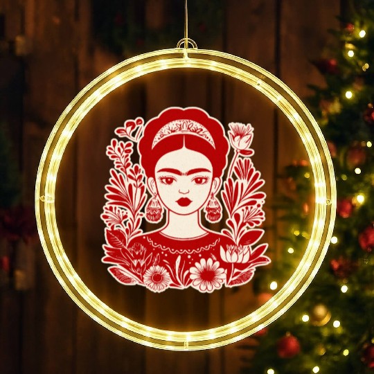 Frida Kahlo Illustration Feminist Art LED Christmas Window Lights
