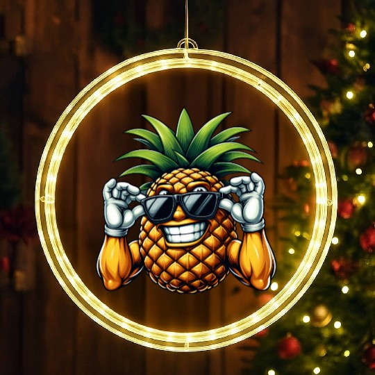 Strong Pineapple with Sunglasses Cartoon LED Christmas Window Lights