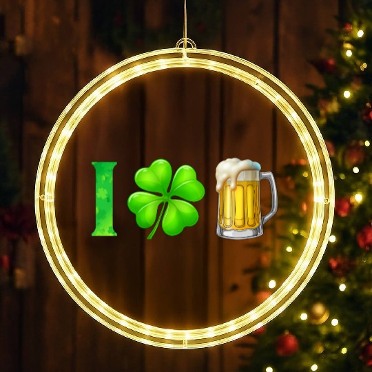 I Shamrock Beer Funny St Patrick's Day I Love Beer LED Christmas Window Lights