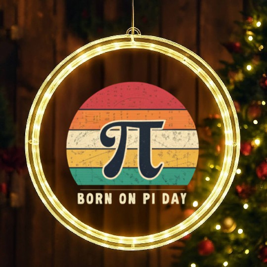 Retro Vintage Born in March Pi Day LED Christmas Window Lights | Funny