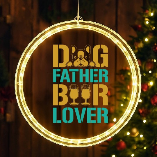 Dog Father Beer Lover LED Christmas Window Lights